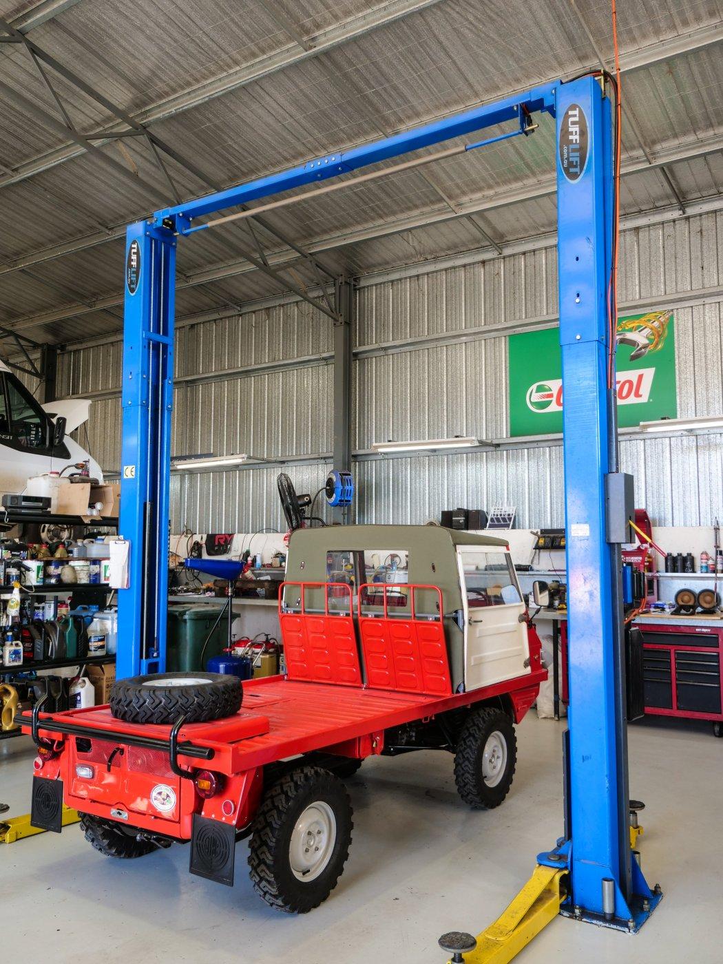 Steyr Puch Haflinger in a hoist