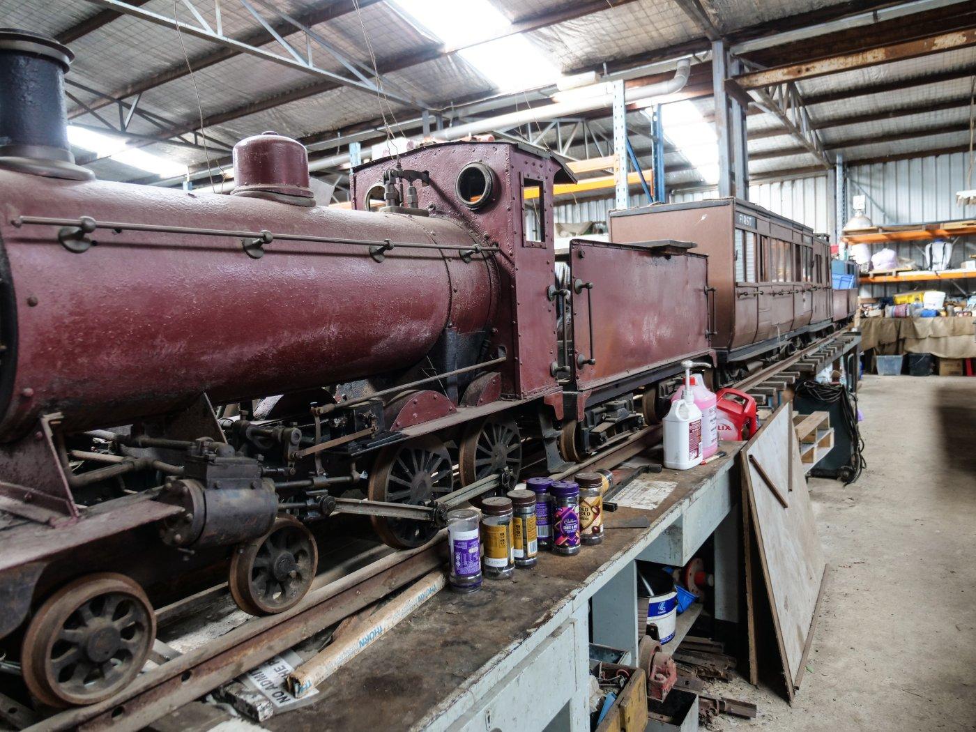 Locomotive and carriages built by Captain James in the 1930's