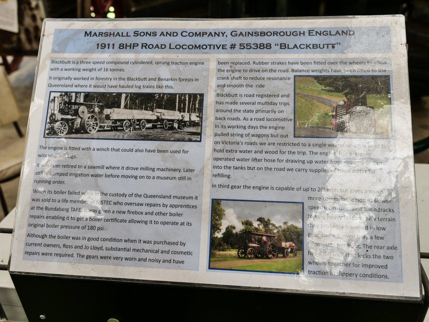 Placard for road locomotive